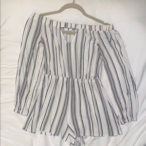 Black & white striped romper